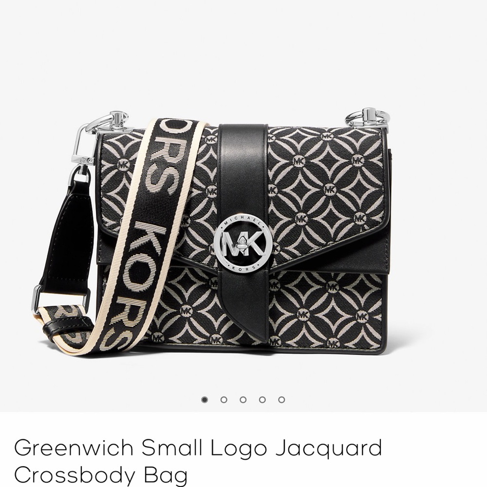 Michael Kors Black and White Jacquard Crossbody Bag